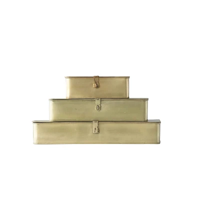 Decorative Metal Boxes with Gold Finish Set