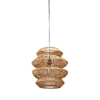 16" Boho Natural Woven Rattan Sculptural Pendant Light