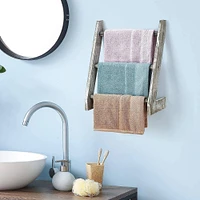 3-Tier Rustic Wood Farmhouse Wall Hanging Ladder Towel Rack