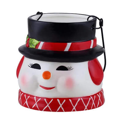 5" Snowman Nostalgic Ceramic Container