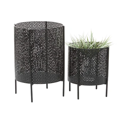 CosmoLiving by Cosmopolitan Black Metal Mesh Planter Set