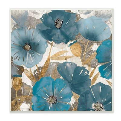 Stupell Industries Elegant Blue Florals Abstract Glam Flowers,12" x 12"