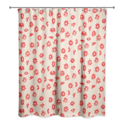 Painted Orange Flowers 71" x 74" Shower Curtain