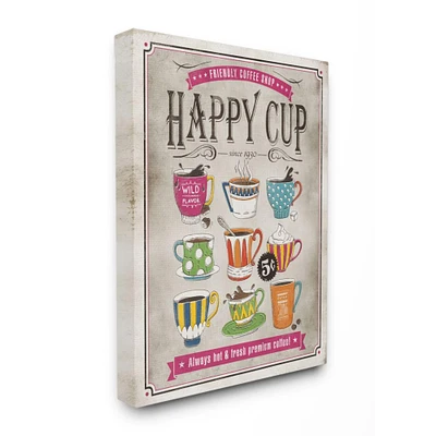 Stupell Industries Happy Cup Vintage Comic Book Wall Canvas