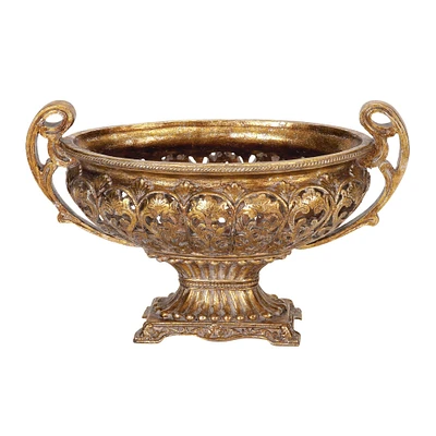 19" Gold Traditional Decorative Bowl Accent with Stand