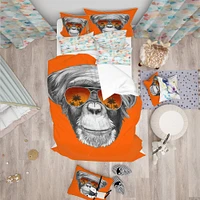 Designart 'Monkey with Mirror Sunglasses - Tropical Duvet Cover Set