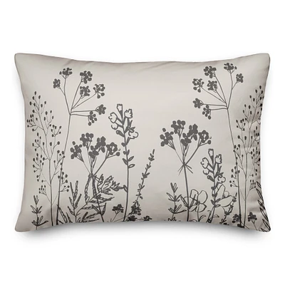 Sketched Florals 14" x 20" Throw Pillow