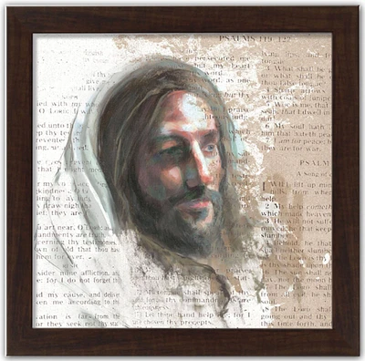 Portrat Of Jesus 16" x 16" Walnut Framed Print Under Plexiglass