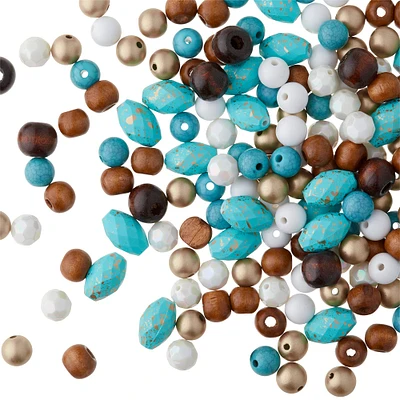 Mixed White, Brown & Turquoise Craft Beads by Bead Landing™
