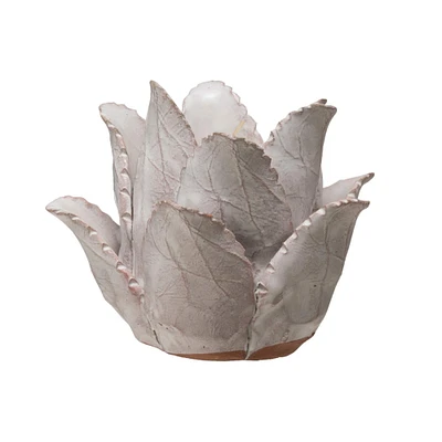 White Flower-Shaped Terracotta Tealight Candleholder