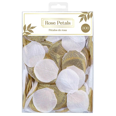 White & Gold Fabric Petals, 300ct.