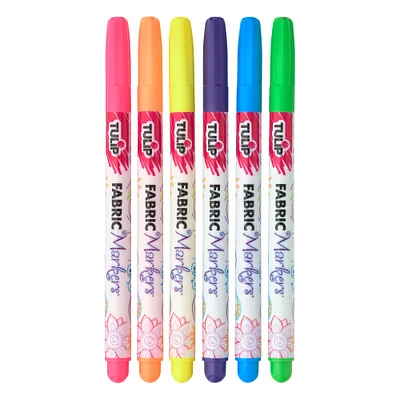 12 Packs: 6 ct. (72 total) Tulip® Fabric Markers® Fine Writers, Neon