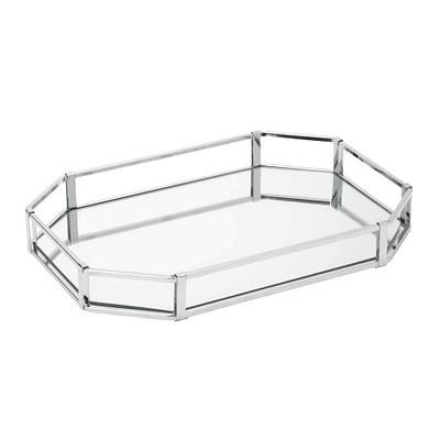Home Details 14" Chrome Octagon Mirror Vanity Tray