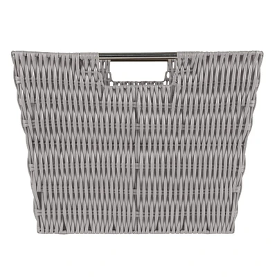 Simplify Large Gray Rattan Storage Tote Basket