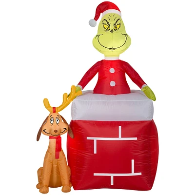 5.5ft. Airblown® Inflatable Grinch In Chimney with Max