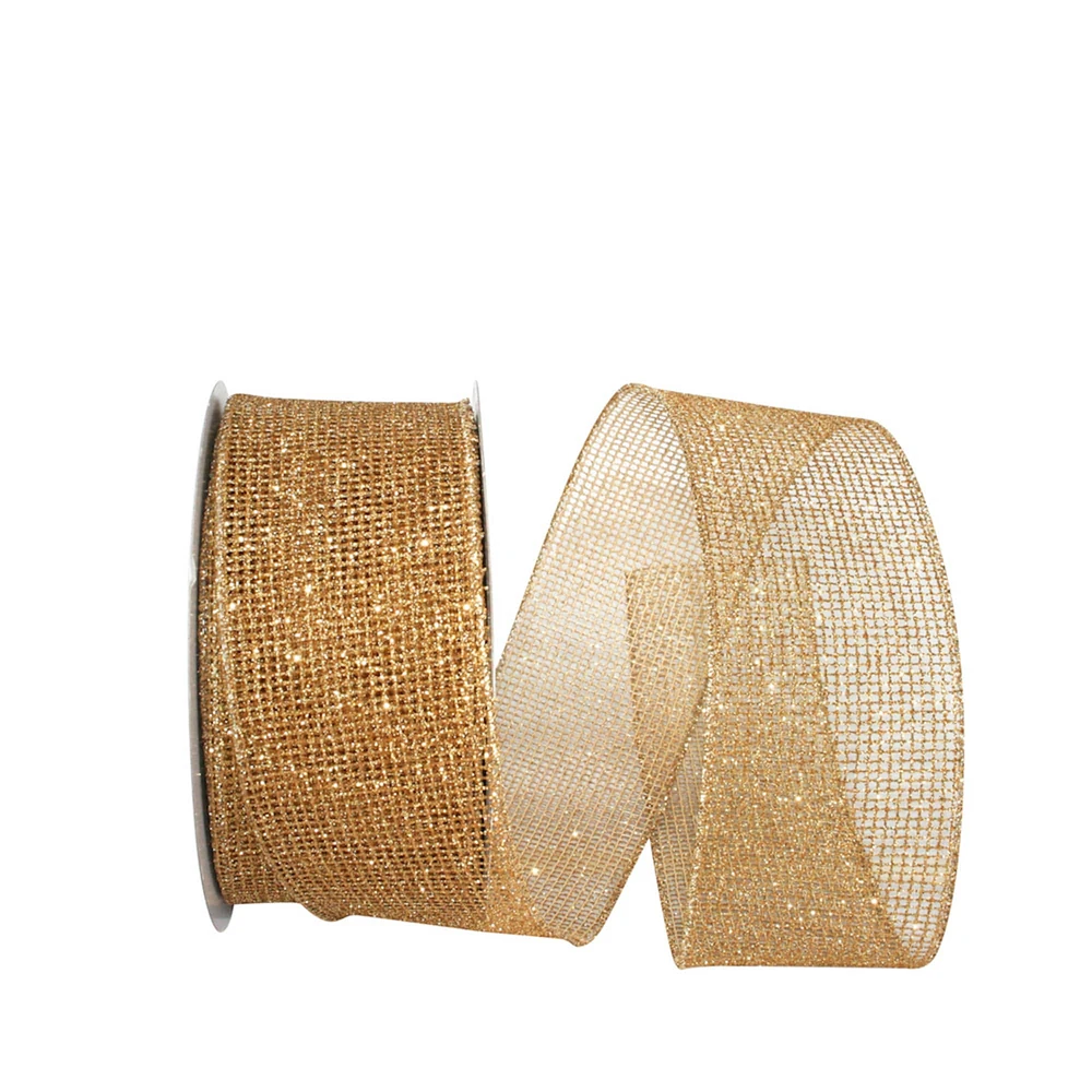 Reliant 2.5" x 20yd. Glitter Web Mesh Wired Metallic Ribbon