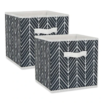 DII® 11" Black Herringbone Storage Cube, 2ct.