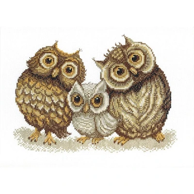 Crystal Art Counted Cross Stitch Kit Family Of Owls