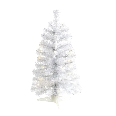 2ft. Pre-Lit White Artificial Christmas Tree, Clear LED Lights