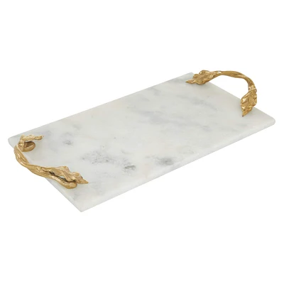 21" White Marble Natural Serving Tray