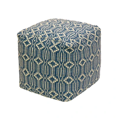 16" Hand Woven Patterned Pouf Ottoman