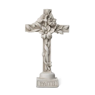 Glitzhome® 21" Holy Cross with Lily Garden Statue