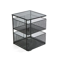 Mind Reader Black 2-Tier Metal Mesh Magnetic Organizer Slide Out Basket Drawer