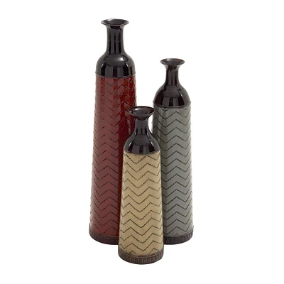 Multi Colored Metal Traditional Vase Set
