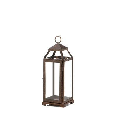 16" Iron & Glass Copper Lantern