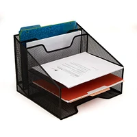 Mind Reader 2 Pack Black 3-Tiered Desk Organizer Tray