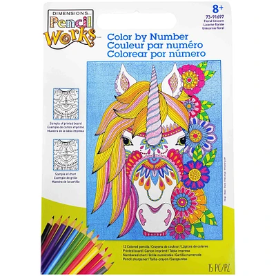 Dimensions® Pencilworks™ Floral Unicorn Color by Number Kit