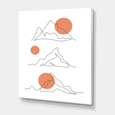 Designart - Abstract Mountain Range With Red Moons