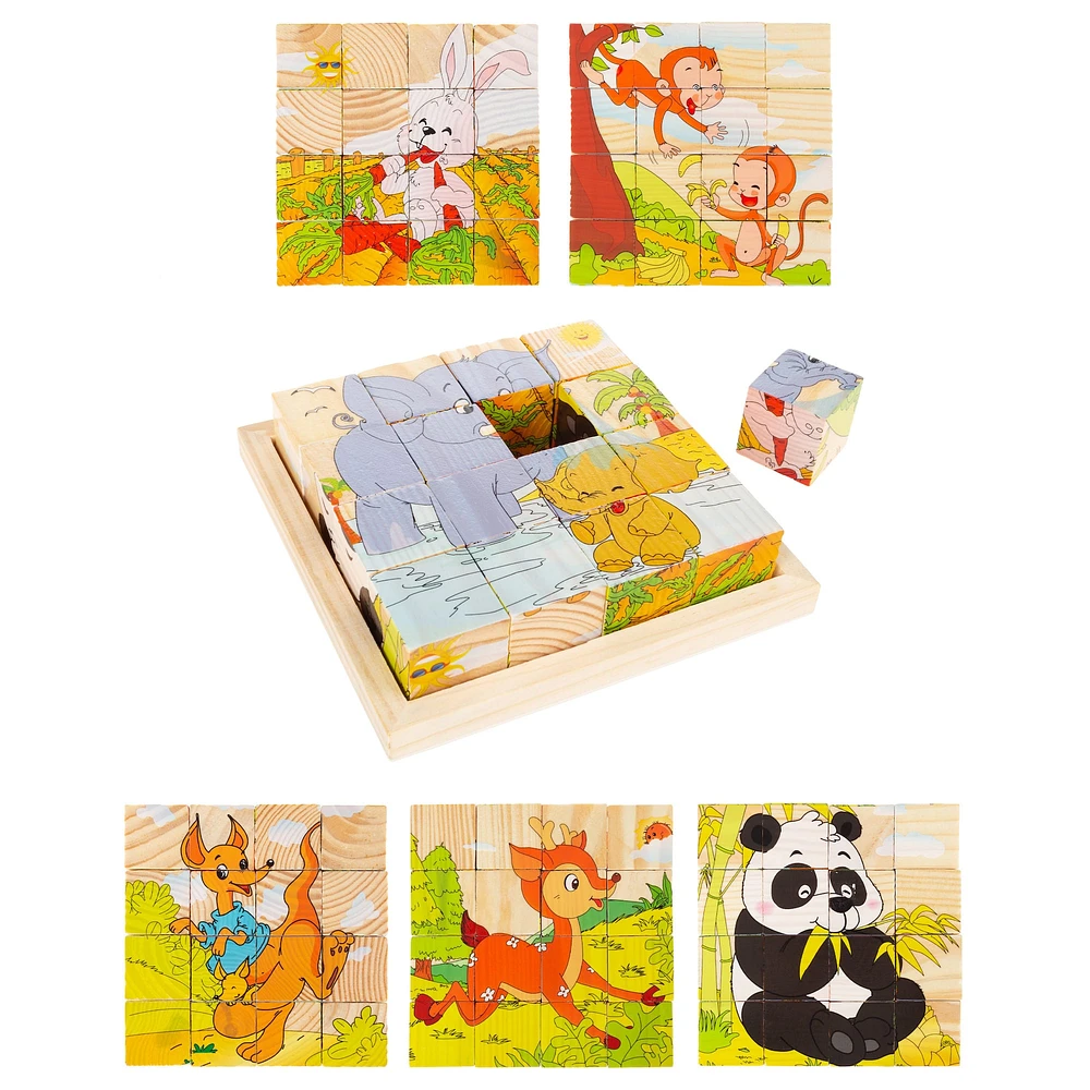 Toy Time Zoo Animals 6-in-1 Block Puzzle Set