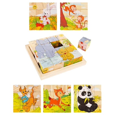 Toy Time Zoo Animals 6-in-1 Block Puzzle Set