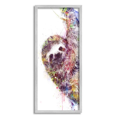 Stupell Industries Minimal Sloth Painterly Watercolor Abstract Framed Wall Art