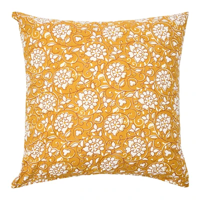 Yellow Floral Paisley Pillow Cover