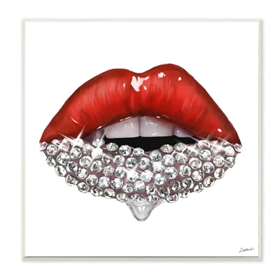 Stupell Industries Red Glam Lips Wooden Wall Plaque