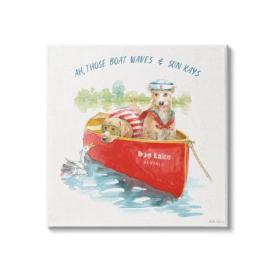 Stupell Industries Boat Waves Sun Rays Lake Phrase Sailor Dogs Canvas Wall Art