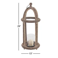 29" Brown Recycled Wood Natural Candle Holder Lantern