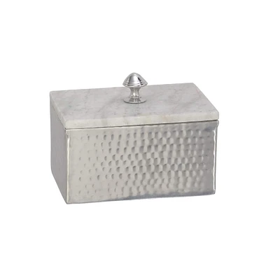 Gray Rectangular Aluminum Jewelry Box with Stoneware Lid