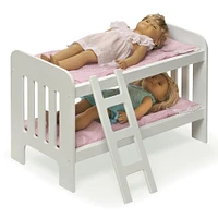 Badger Basket Pink & White Doll Bunk Bed with Bedding & Ladder