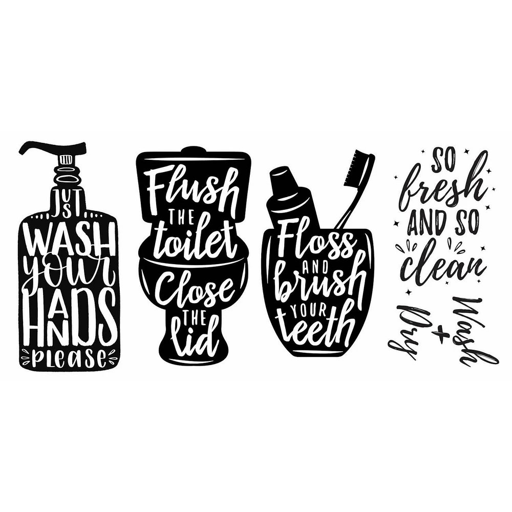 RoomMates Wash Your Hands Soap Quotes Peel & Stick Decals