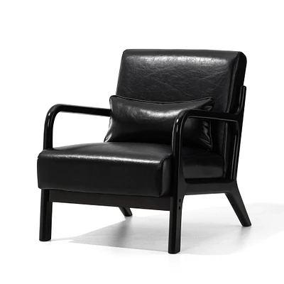 Glitzhome® Mid-Century Faux Leather Accent Chair