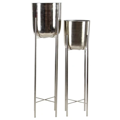 CosmoLiving by Cosmopolitan Silver Metal Tall Glam Planter Set