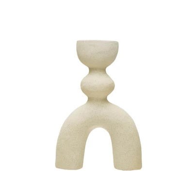 Bloomingville 12.5" Ivory Sculptural Arched Stoneware Vase