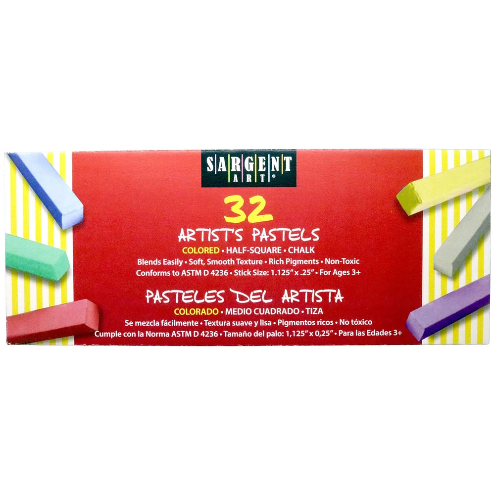 Sargent Art® Square Half-Stick Chalk Pastels, 32ct.