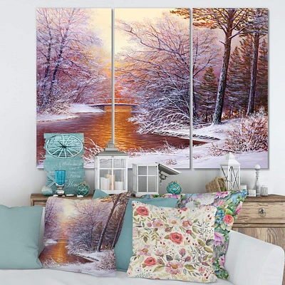 Designart - Christmas Forest With River and Trees II