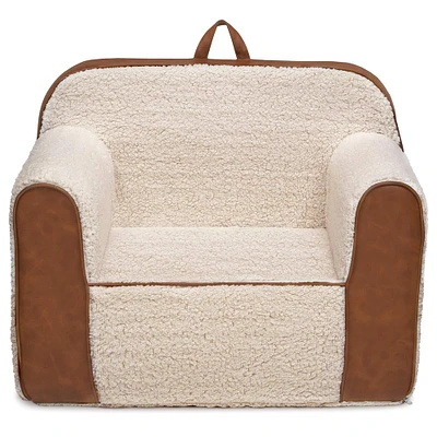 Cozee Sherpa Chair With Brown Leather