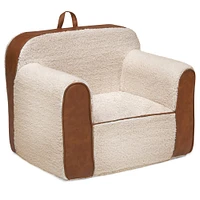 Cozee Sherpa Chair With Brown Leather