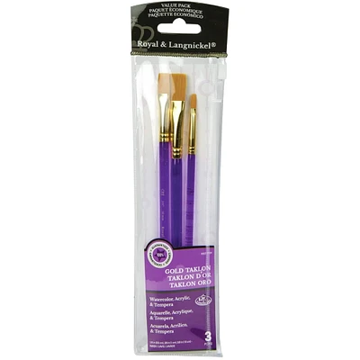 Royal Langnickel Gold Taklon Value Pack Purple Brush Set, 3ct.
